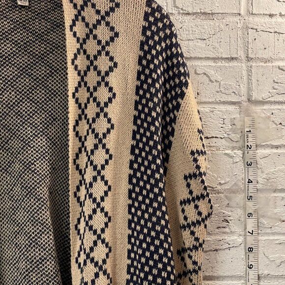 Tribal Draped Open Front Cardigan Pockets One Size - Picture 3 of 8